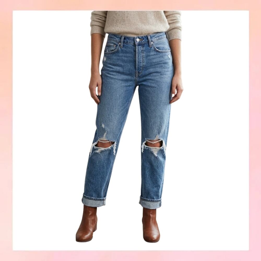 Abercrombie & Fitch The 90s Straight Ultra High Rise Distressed Jeans 29/8